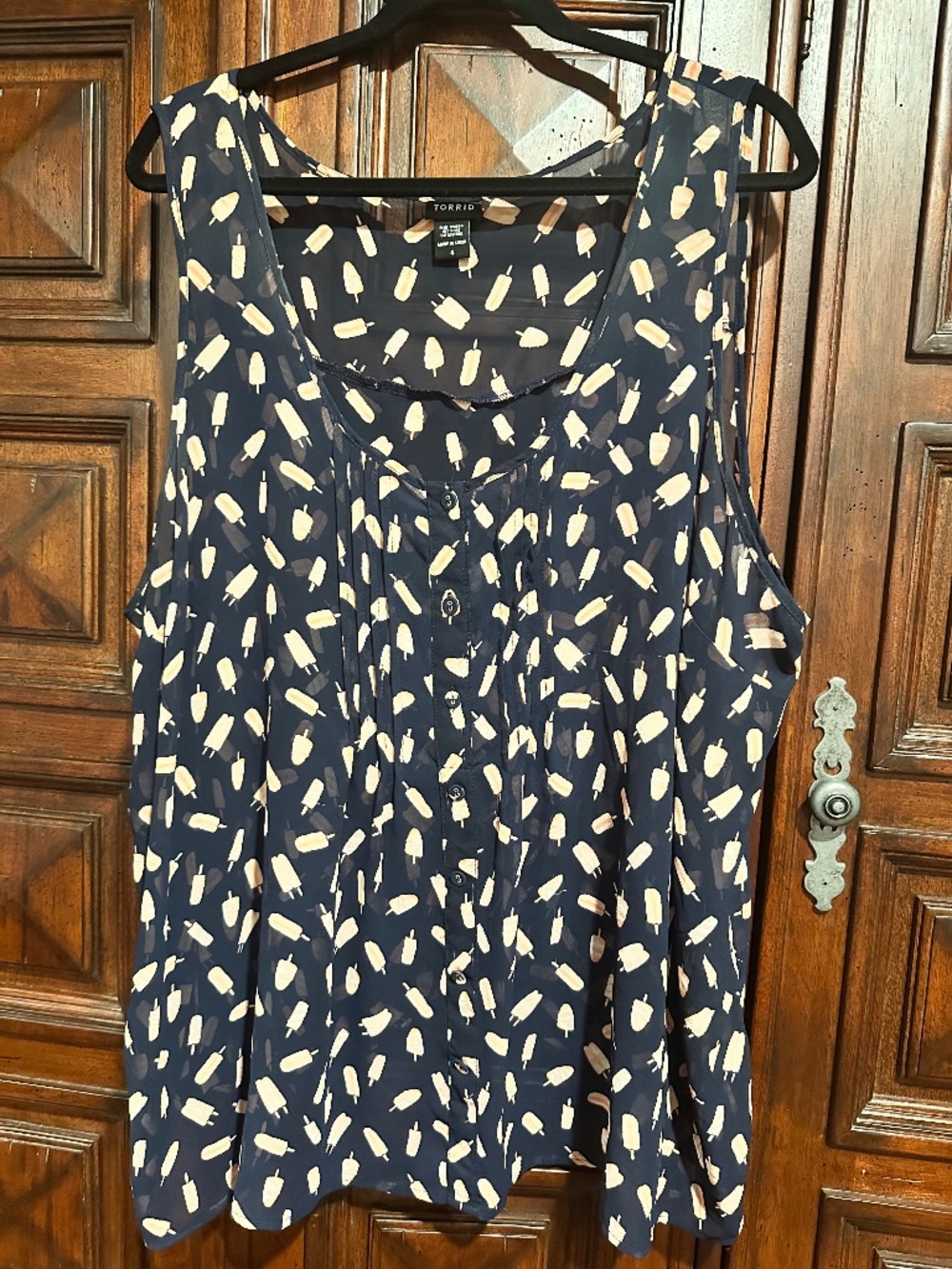 *FLAWS* Torrid 4 26/28 Sheer Organza POPCICLE Pink Blue Tank SPLIT BACK!